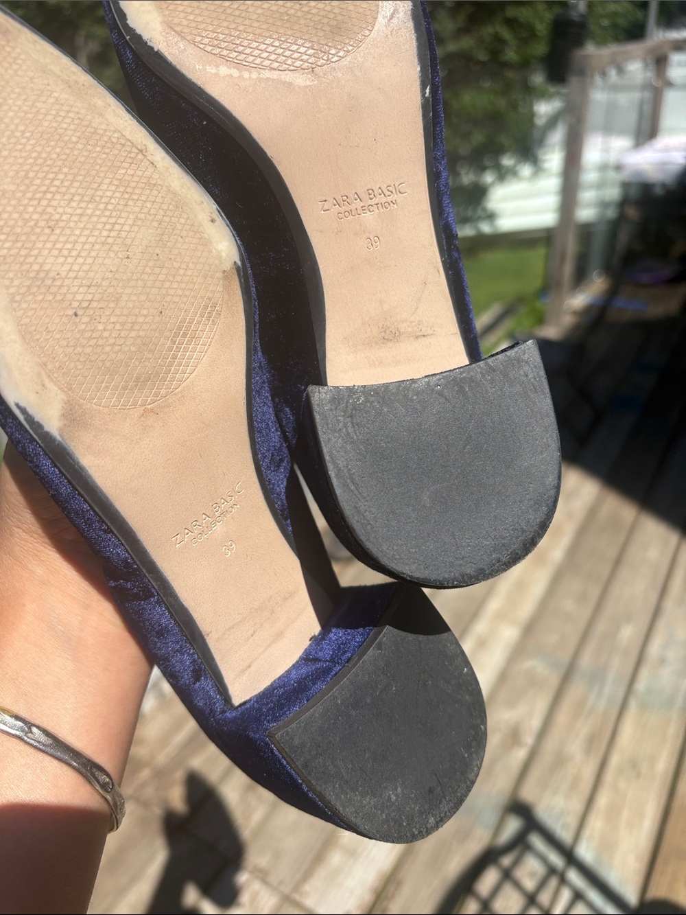 Zara Blue Velvet Pointed toe heels - Picture 5 of 7